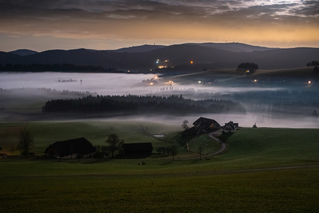 Landschaft bei Breitnau im Mondlicht
