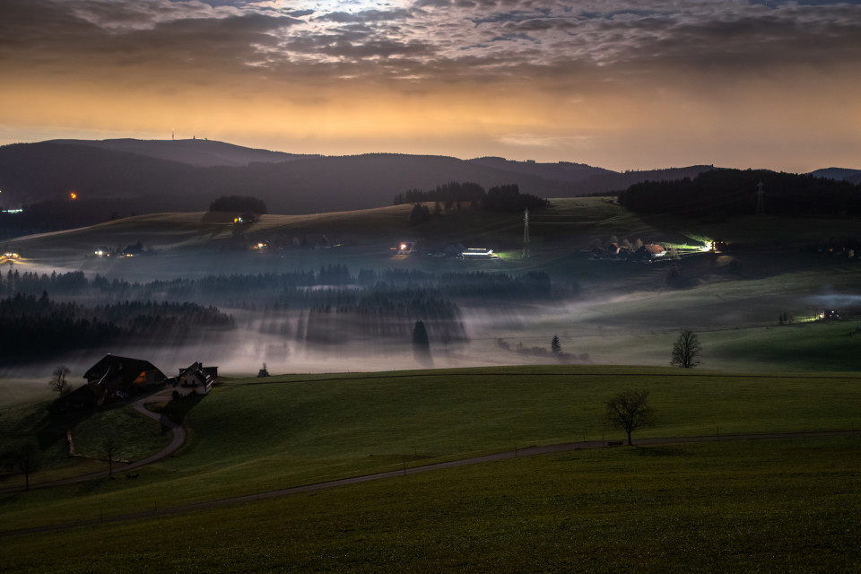 Landschaft bei Breitnau im Mondlicht