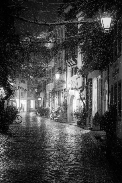 Schneefall in Freiburg (Konviktstraße)