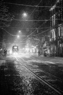 Schneefall in Freiburg (Holzmarkt)