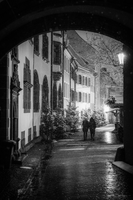 Schneefall in Freiburg (Turmstraße)