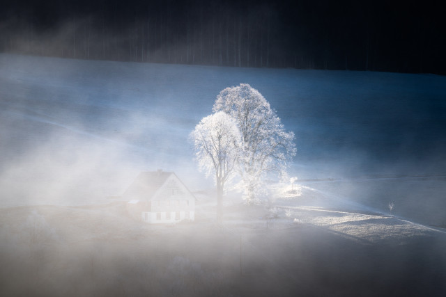 Lichtstimmung an der Nebelgrenze, Blick zum Dieschenhäusle