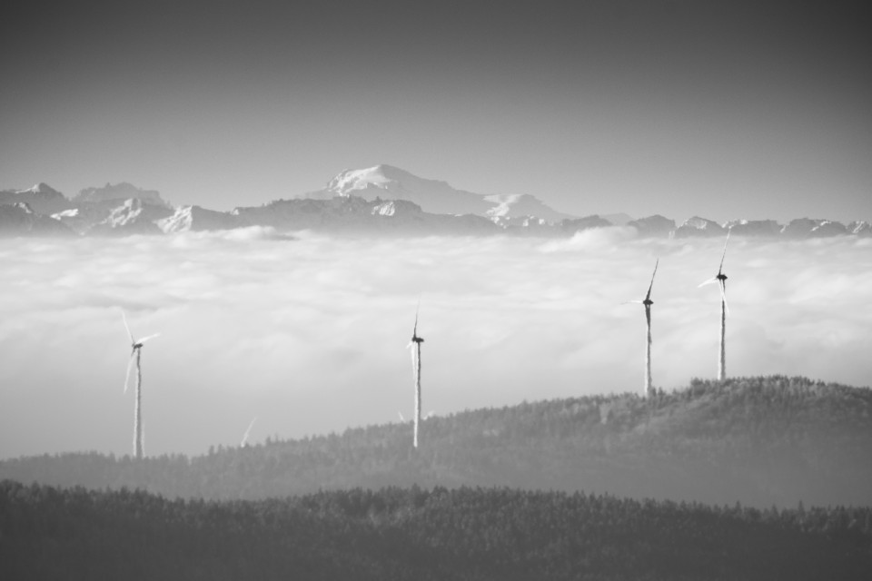 Blick zum Mont Blanc mit Luftflimmern