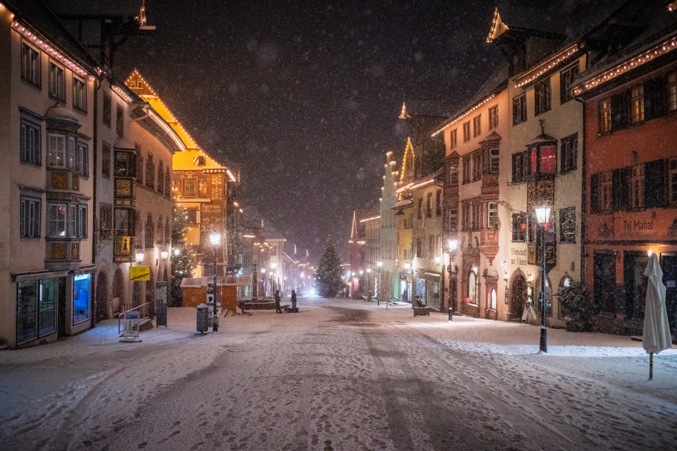 Rottweil, Hauptstraße im Schnee
